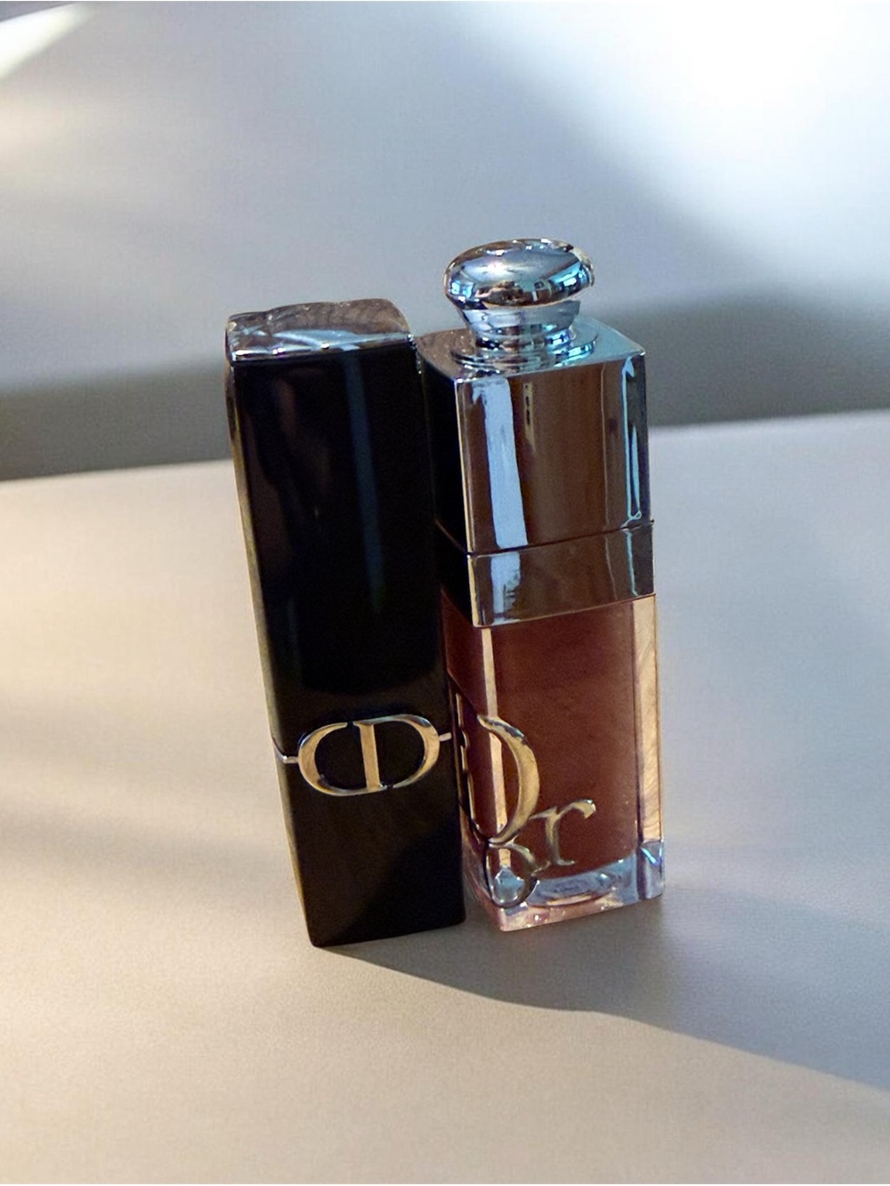 RougeDior Lipstick in 525 Cherie & Dior Addict Lip Glow Oil in 087 Spicy